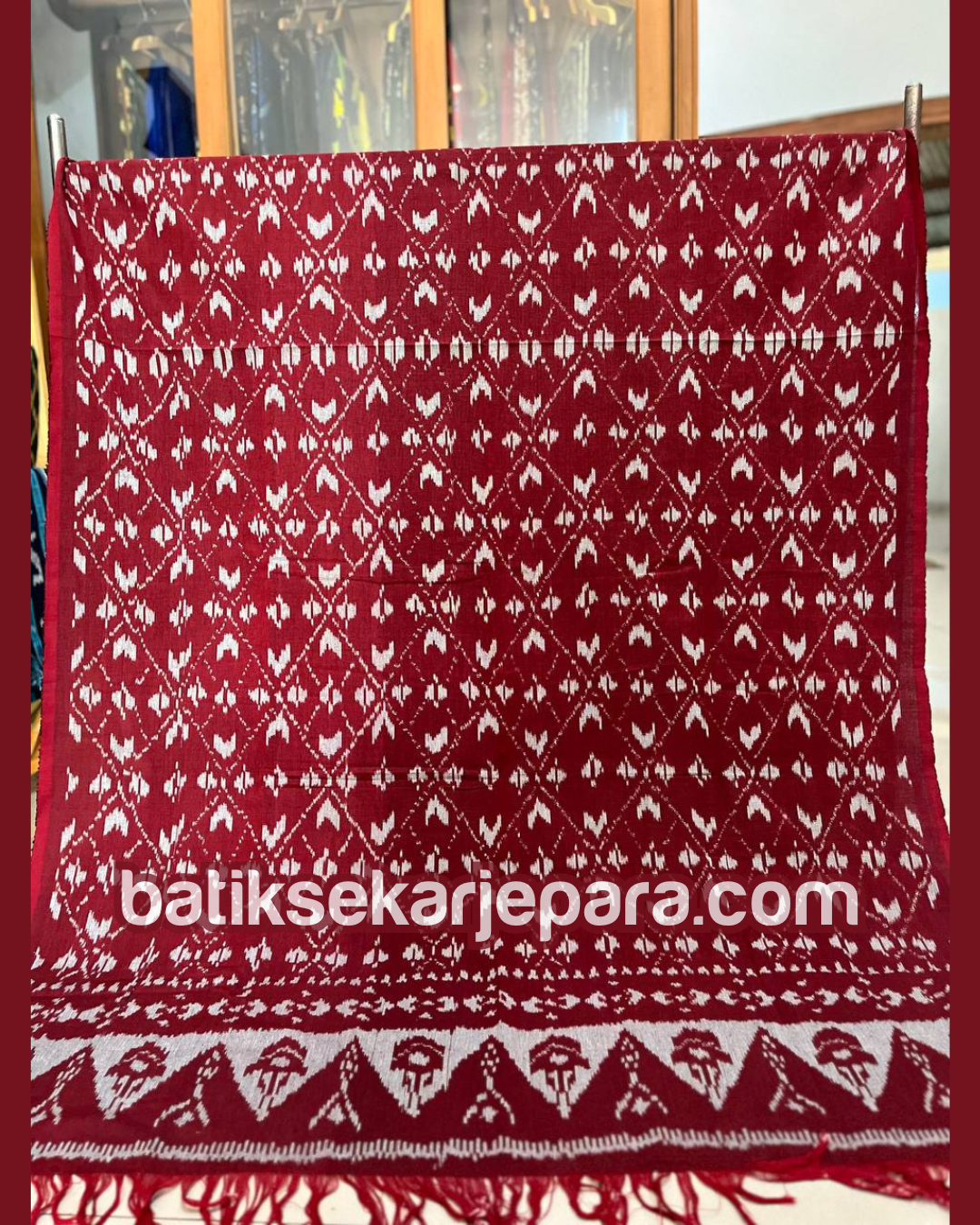 Tenun Blangket Grade B Merah Maroon Full